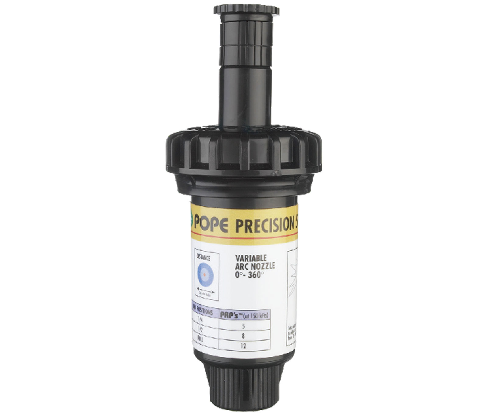 Pope Products Precision PopUp Sprinkler With Variable Arc Nozzle