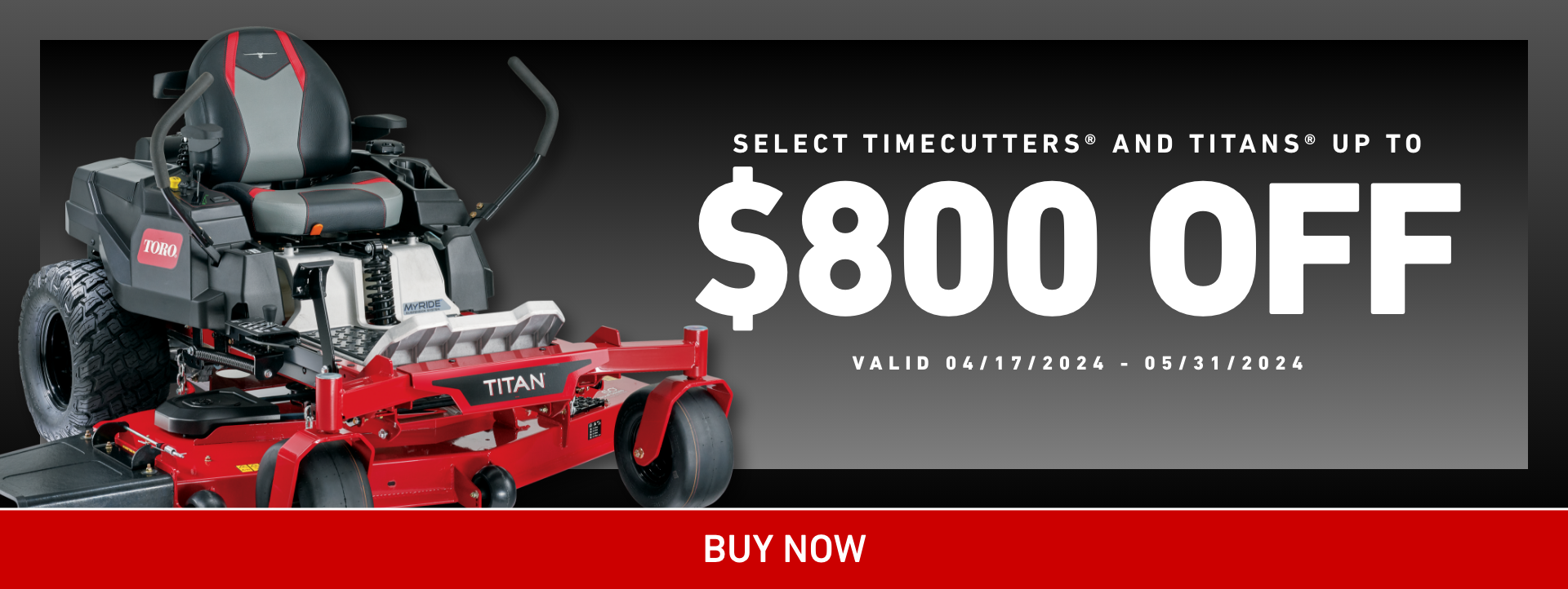 Toro Spring Sale - Save up to $800 off select Titan and TimeCutter zero turn mowers