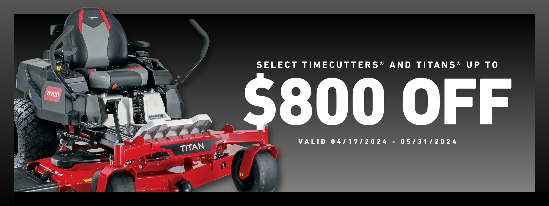 Toro Spring Sale - Save up to $800 off select Titan and TimeCutter zero turn mowers