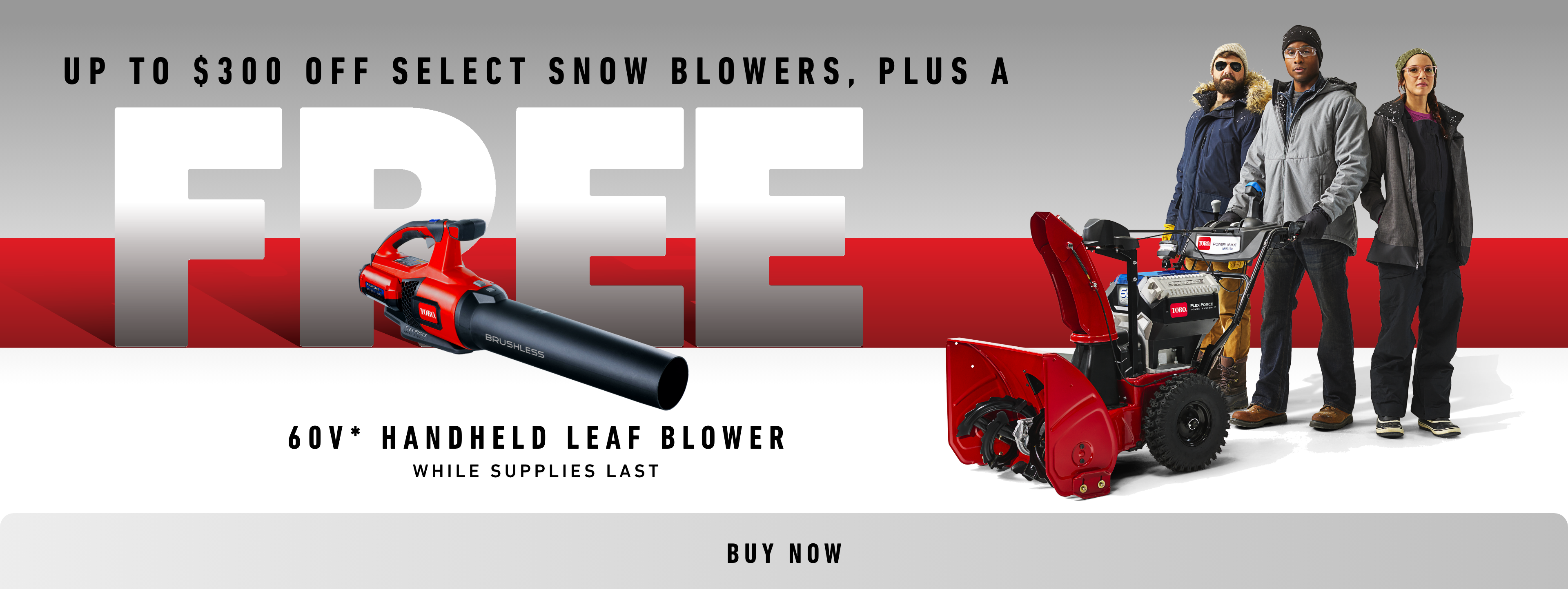 Up to $300 off select snowblowers, plus a FREE 60V handheld blower